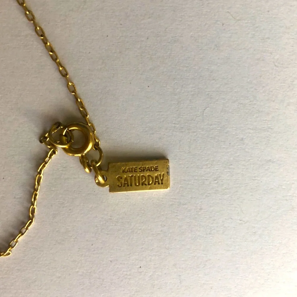 Kate Spade Saturday Purple Half Moon Gold tone Necklace - Picture 2 of 3